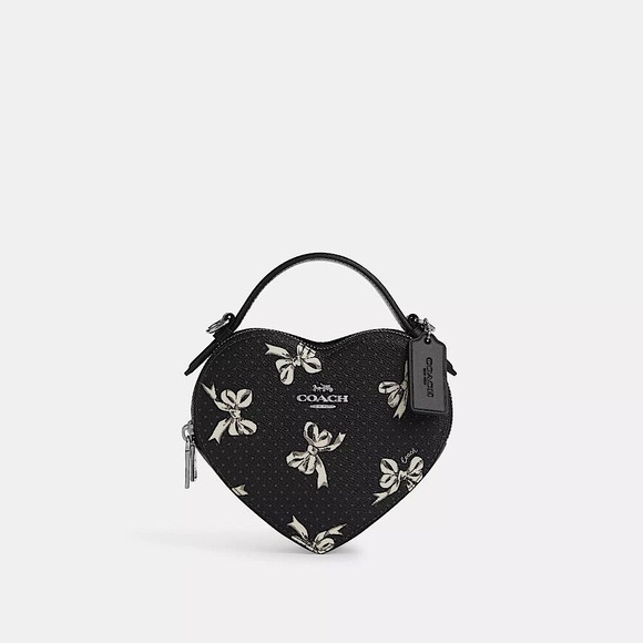 Coach Heart Crossbody Bag With Bow Print - Picture 1 of 7